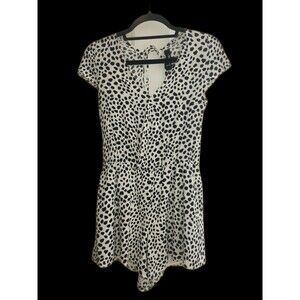 Lulu’s Women’s Romper S Black White Hottie Dotty Polka Dot Cap Sleeve Pockets